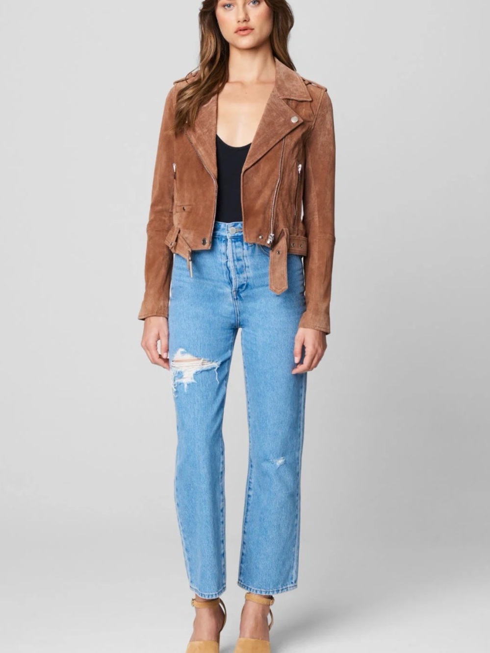 Blank NYC Brown Suede Moto Jacket
